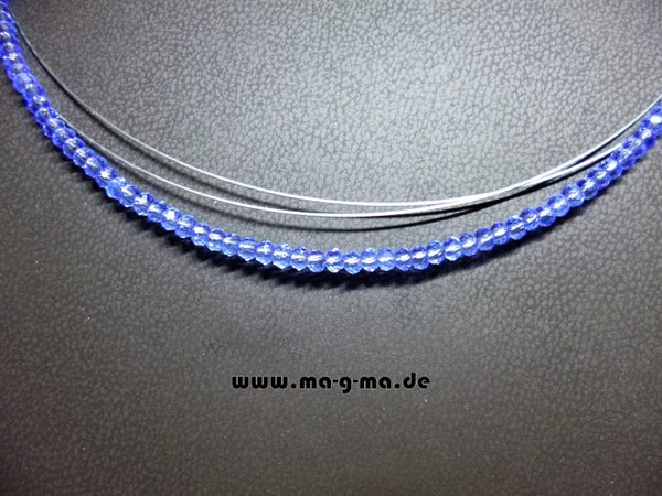 Facett-Glasperlen-Collier in Eisblau